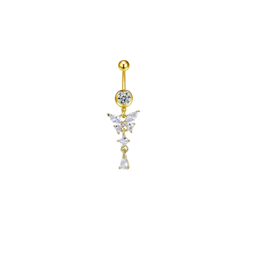 Glittrande fjärilsnavelpiercing
