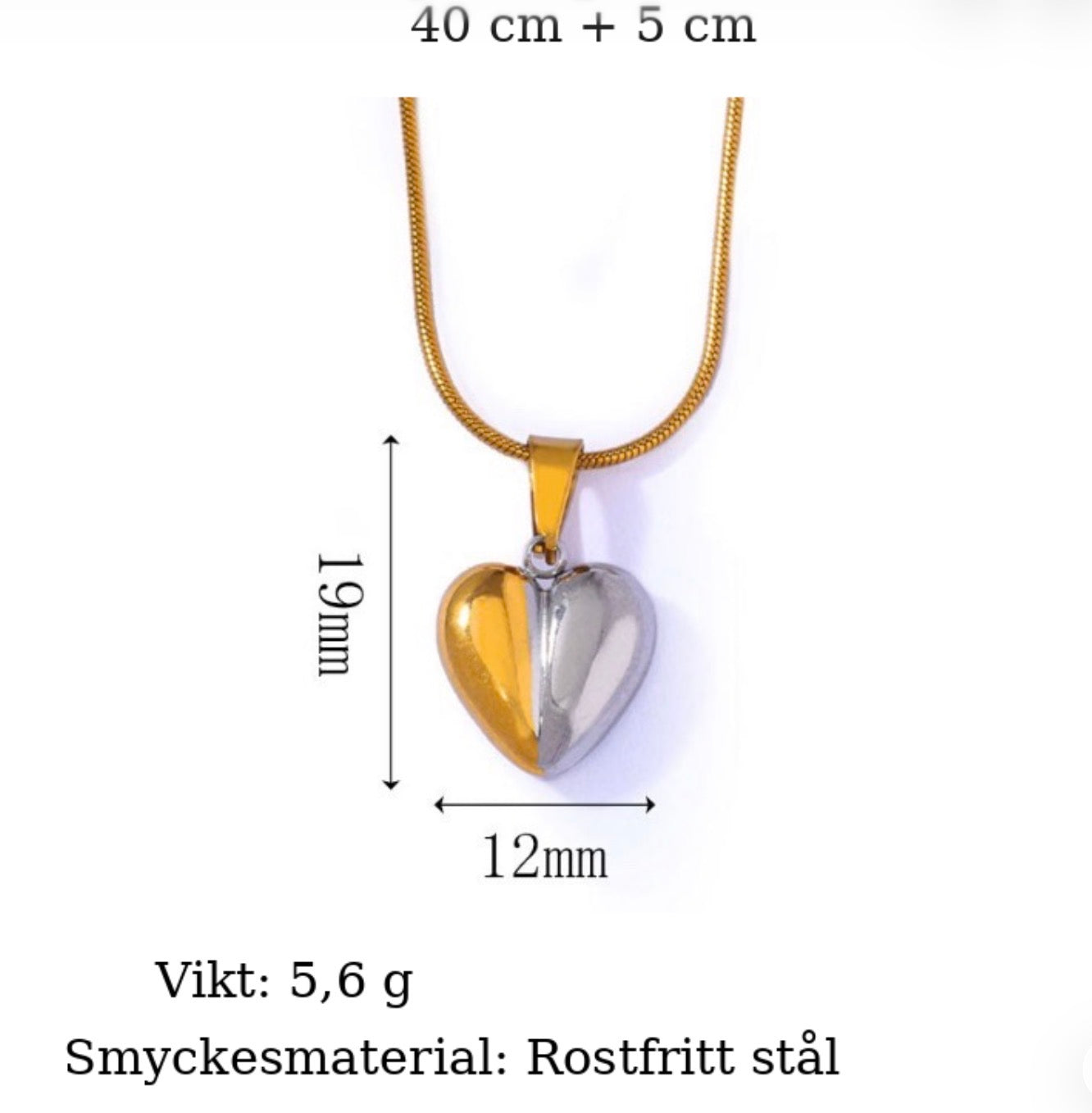 Lyxigt hjärthalsband i rostfritt stål