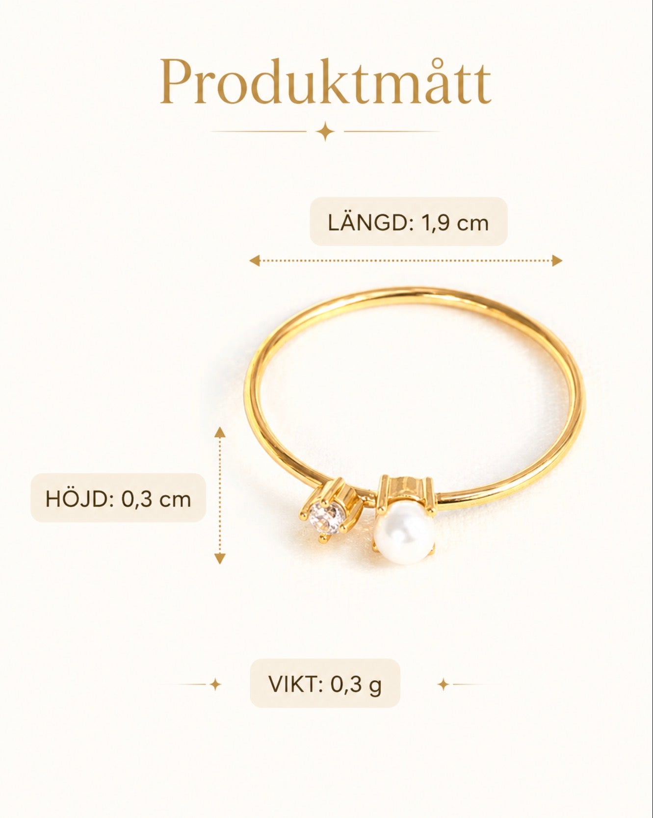 Elegant Pärlring i Titanstål