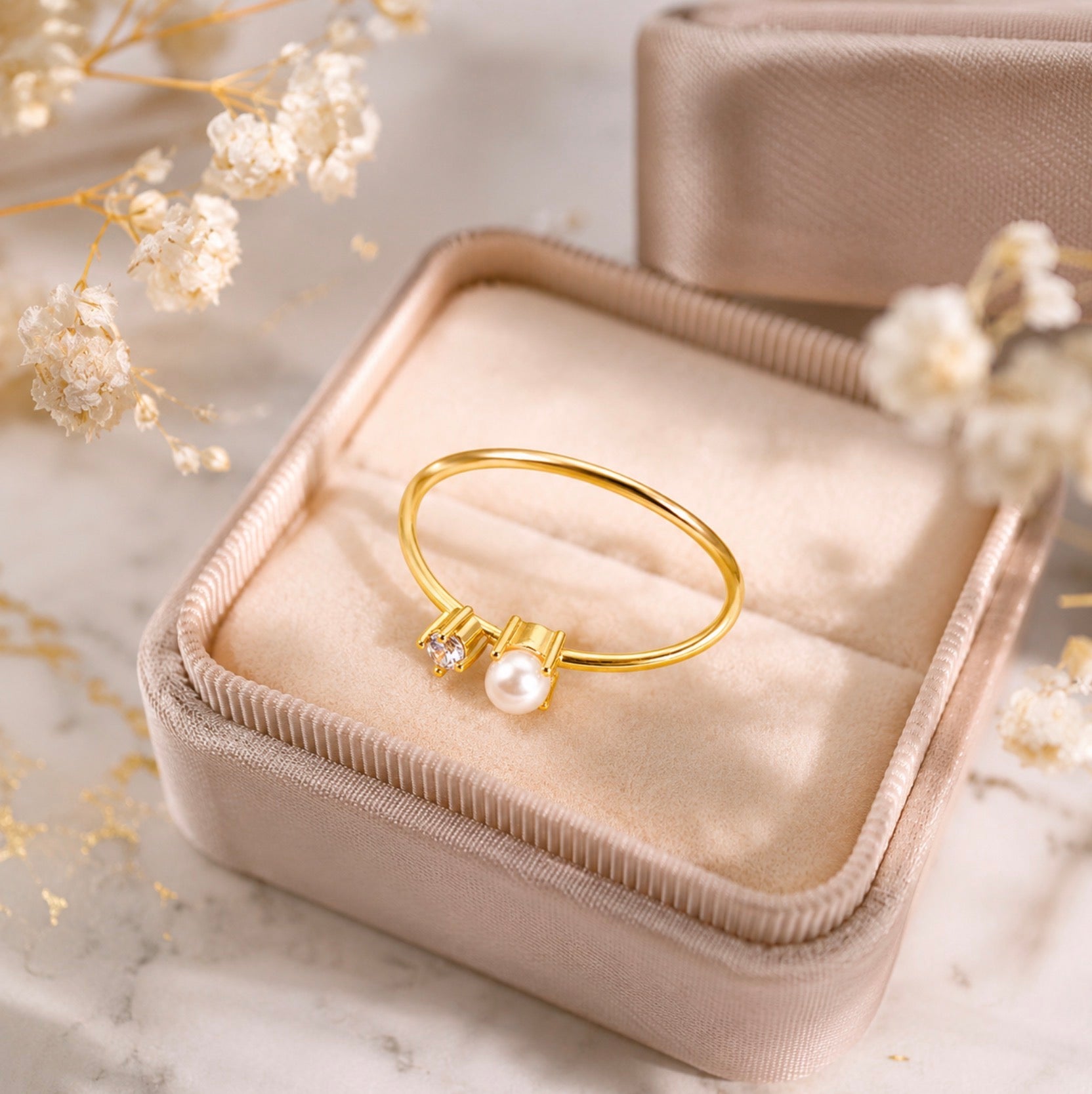 Elegant Pärlring i Titanstål