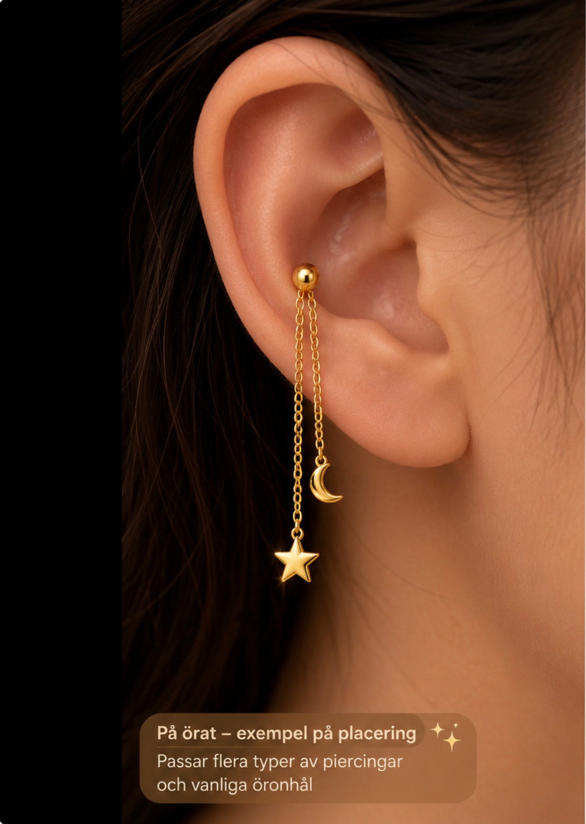 ✨ S925 Piercing med Måne & Stjärna