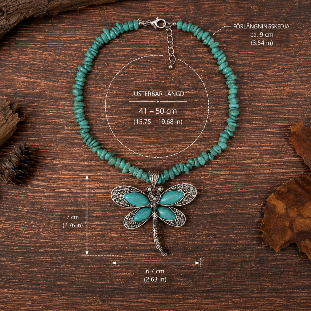 🦋 Turkos Fjärilshalsband – Bohemisk Elegans i Rostfritt Stål