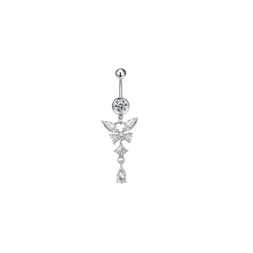 Glittrande fjärilsnavelpiercing