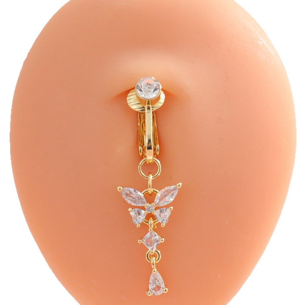 Glittrande fjärilsnavelpiercing
